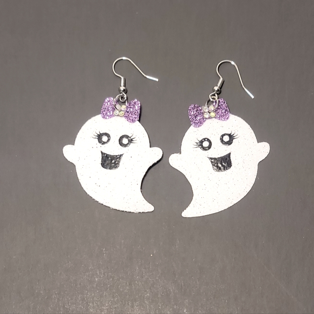 faux leather ghost earrings